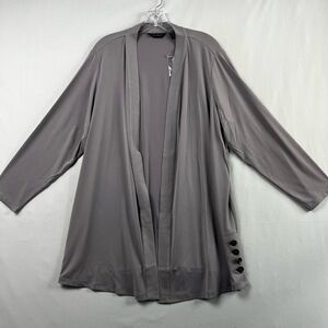 Susan Graver Open Cardigan Womens Petite 1Xp Petite Grey Tunic Stretch